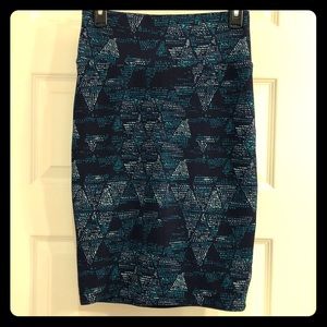 LuLaRoe Cassie Skirt Navy & Teal Pattern